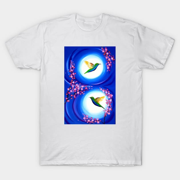 Hummingbirds and Cherry Blossoms T-Shirt by SheerJoy